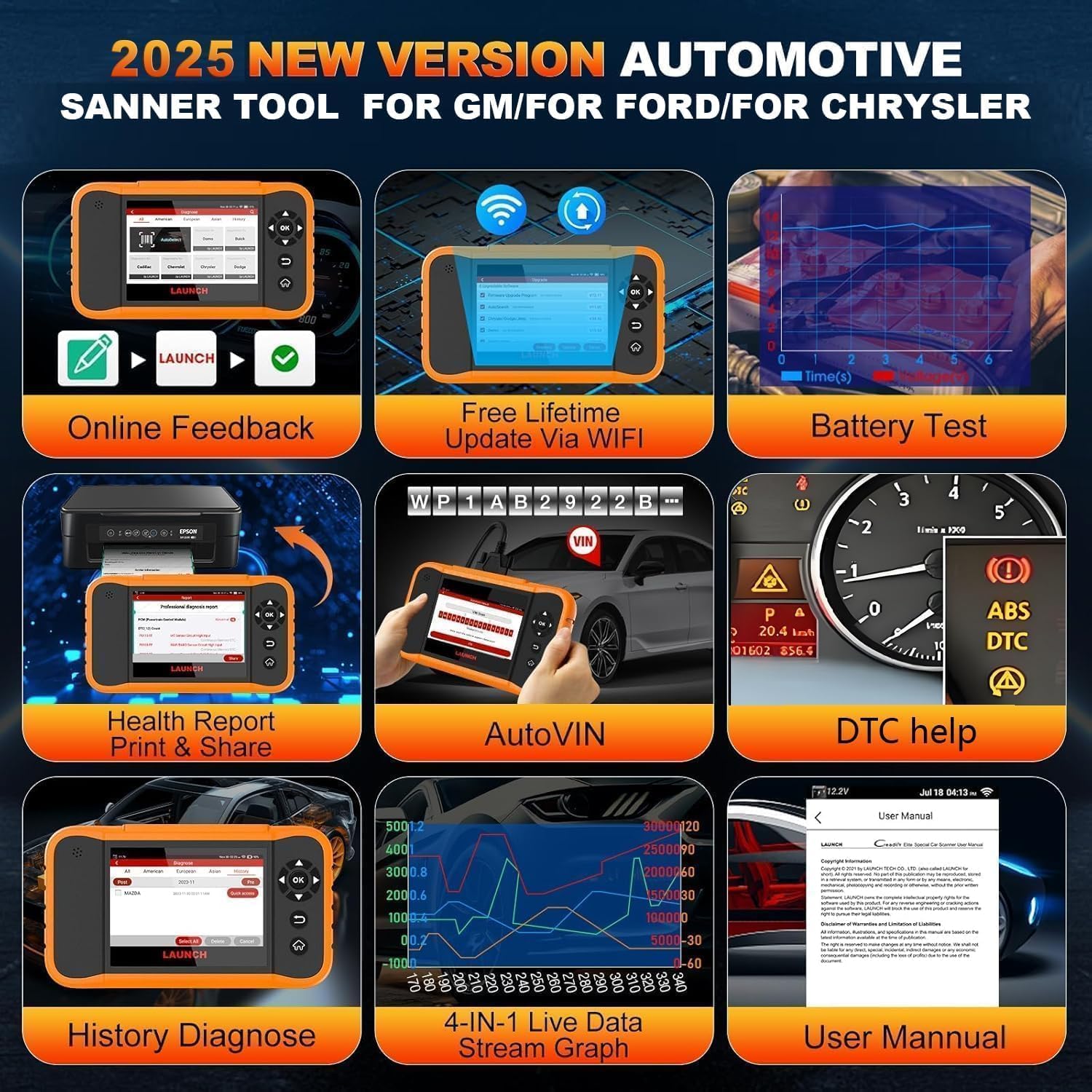Launch X431 Creader Elite 2.0 FGC OBD2 Scanner